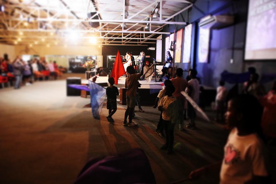 Wide view of the Sunday gathering