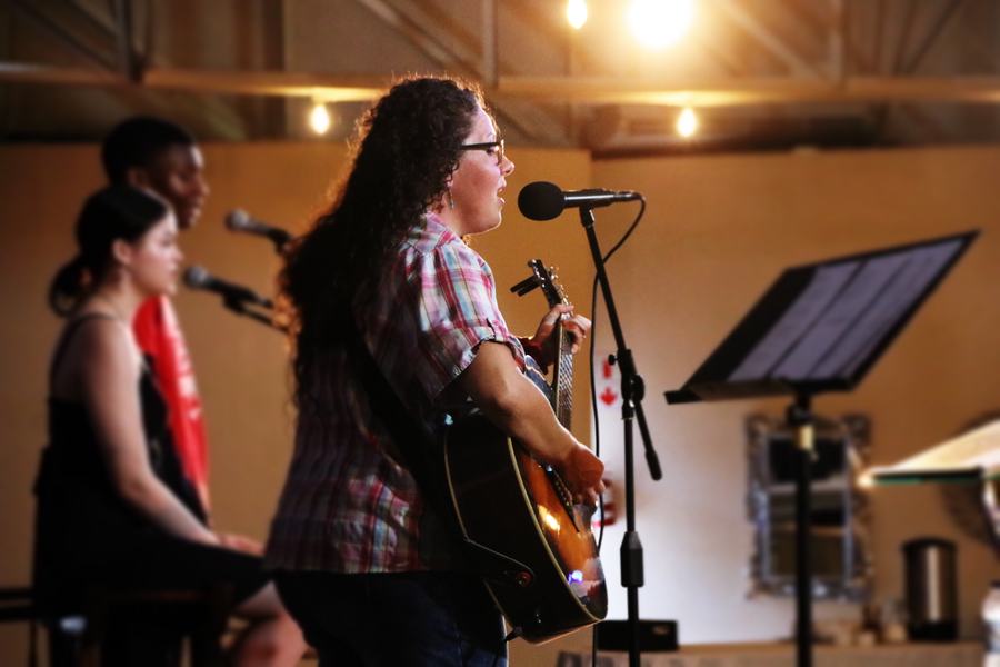 Vocalist leading worship