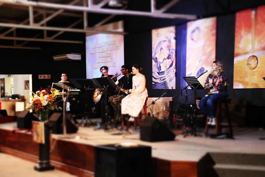 Worship band leading the Sunday service